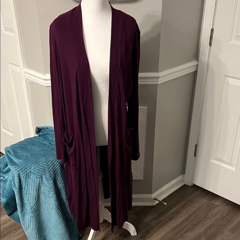 Zenana Premium Rich Purple Plum Lightweight Duster Cardigan size S